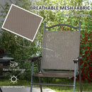 Outsunny Folding Chairs Set, Breathable Mesh Fabric Seat, Mixed Brown