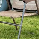 Outsunny Folding Chairs Set, Breathable Mesh Fabric Seat, Mixed Brown