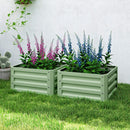 Outsunny Set of 2 Raised Garden Bed Galvanised Planter Box, Light Green