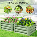 Outsunny Set of 2 Raised Garden Bed Galvanised Planter Box, Light Green