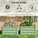 Outsunny Set of 2 Raised Garden Bed Galvanised Planter Box, Light Green