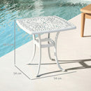 Outsunny 54 X 54cm Aluminium Outdoor Garden Side Table W/ Umbrella Hole, White