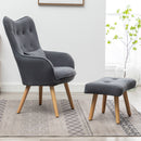 Livingandhome Frosted Velvet Upholstered Armchair with Footstool and Pillow
