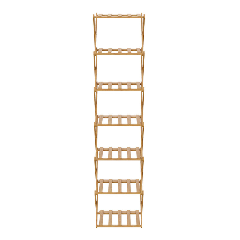 Livingandhome Durable 7-Layer Bamboo Folding Shoe Rack