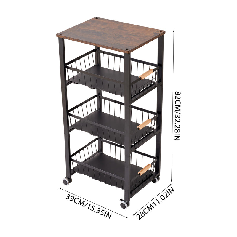 Lifeideas 4-Tier Kitchen Storage Trolley with Wheels