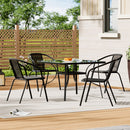 Breeins Metal Outdoor Coffee Table With 4 Rattan Chairs