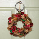 Hanging Christmas Wreath with  Berries and Pinecones