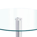 Livingandhome Small Round Clear Glass Top Dining Table with Pedestal Base