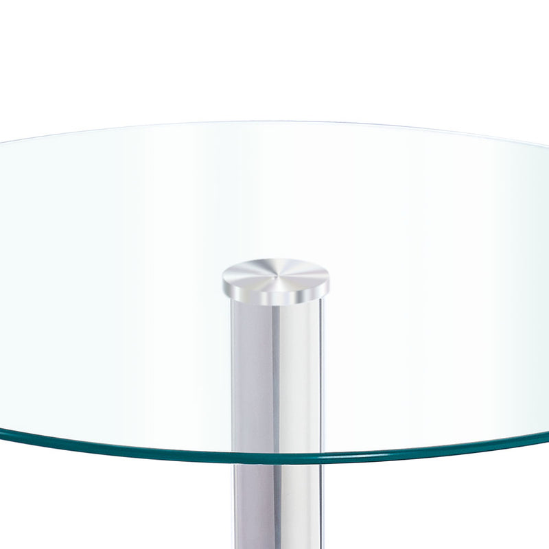 Livingandhome Small Round Clear Glass Top Dining Table with Pedestal Base