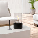 Round Freestanding Tabletop Ventless Ethanol Fireplace with Glass Screen