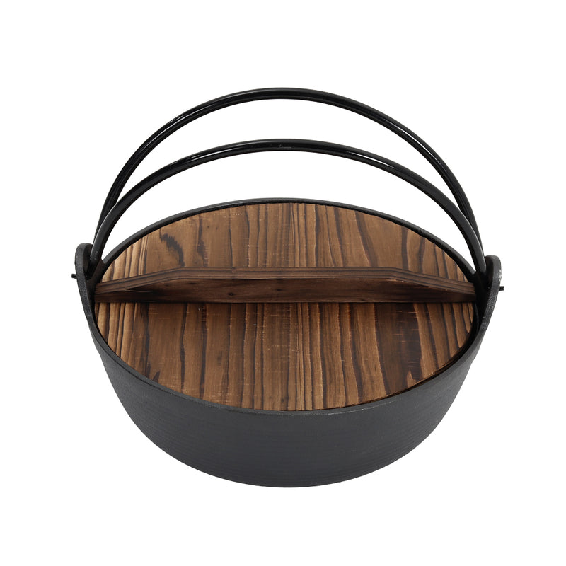 Lifeideas Cast Iron Pot With Wooden Lid For Campfire Cooking