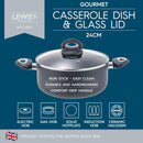 Lewis's Gourmet Non-Stick 24cm Casserole With Tempered Glass Lid