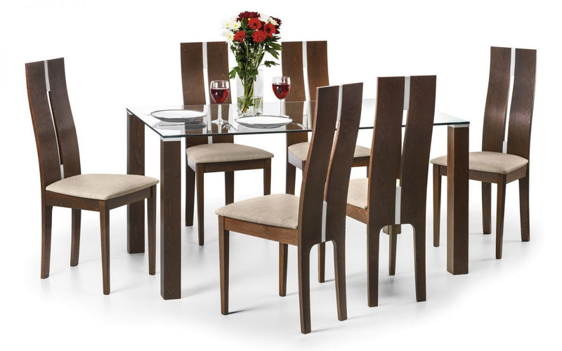 Cayman Glass Top Dining Table 1.5m - Walnut