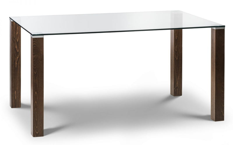 Cayman Glass Top Dining Table 1.5m - Walnut