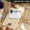Outsunny Wooden Garden Loveseat with Parasol Hole, Natural Wood Finish