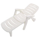 Breeins Outdoor Plastic Foldable Garden Poolside Lounger Recliner with Wheels
