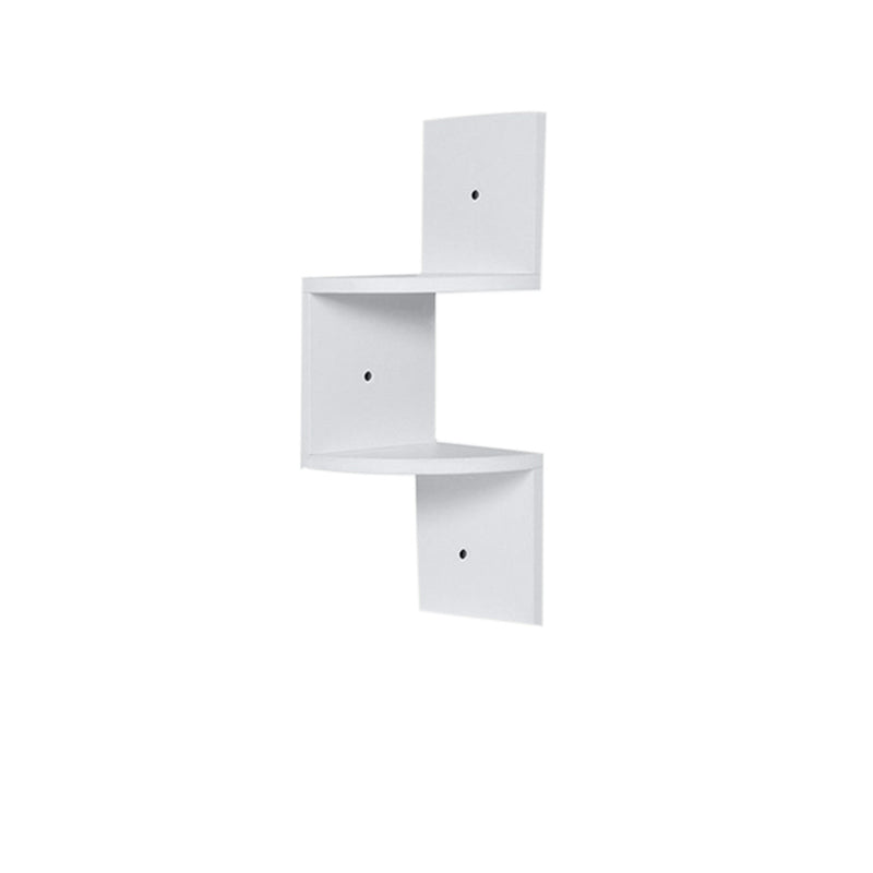 Livingandhome Wooden Zigzag Floating Corner Shelves 2-Tier White