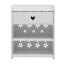 Livingandhome Hollow Carved Flower Pattern Side Table Nightstand with Drawer for Bedroom