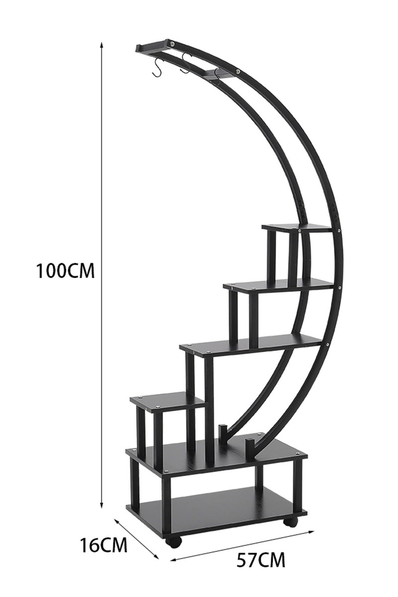 Breeins 2pcs Half-Moon-Shaped Plant Stand Display Shelf with Wheels
