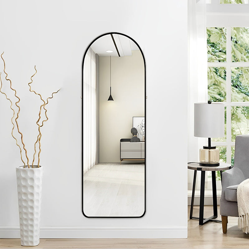 Livingandhome Modern Arched Metal Floor Mirror