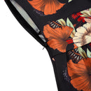 Floral Print V-Neck Short Sleeve Summer Midi Dress With Pockets