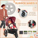 HOMCOM  Three-Wheeler Baby Stroller -  Red