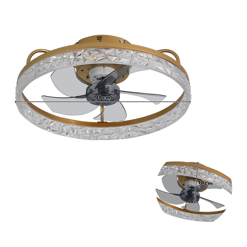 Cottonfy UK Round Ceiling Fan Light with Crystal Shade