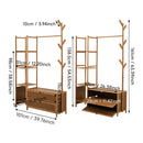 Livingandhome 101cm Multi-functional Wooden Coat Rack with Storage Drawers