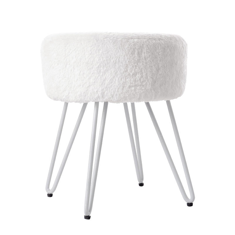 Livingandhome Faux Fur Upholstered Vanity Stool