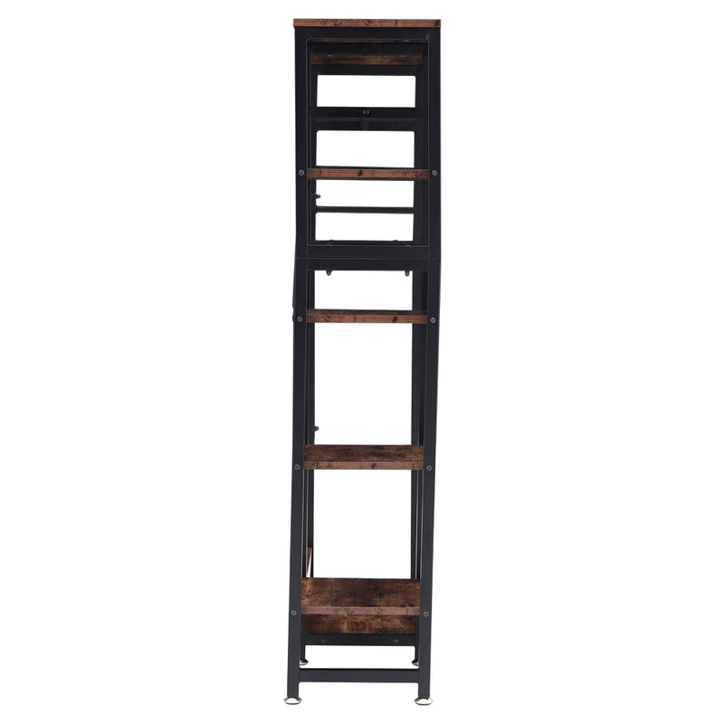 Livingandhome Rustic Brown Clothes Rack with Storage Shelves