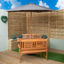 Outdoor 4 Person Folding Rectangular Wooden Garden Dining Table Benches Grey Parasol and Base Set