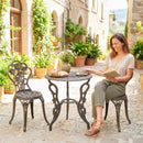 Outsunny Outdoor Bistro Set With Umbrella Hole Rose Design Metallic