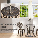 Outsunny Outdoor Bistro Set With Umbrella Hole Rose Design Metallic