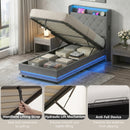 HOMCOM Lift up Storage Bed Frame with RGB LED Lights Dark Grey
