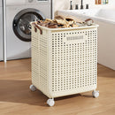 Lifeideas Beige Laundry Basket With Lockable Wheels