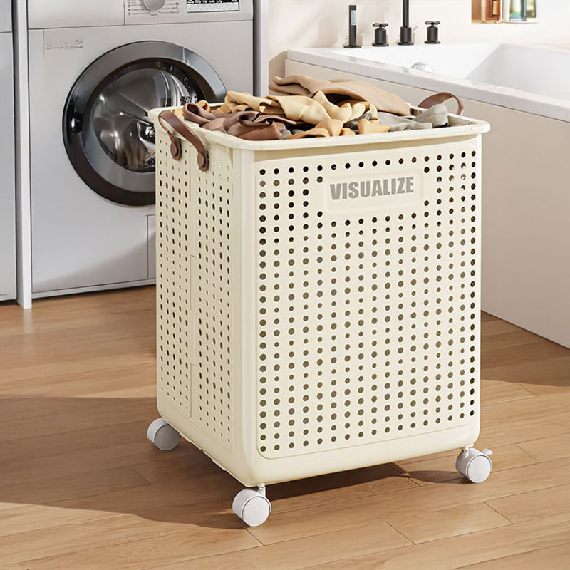 Lifeideas Beige Laundry Basket With Lockable Wheels