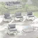 Outsunny 6 Seater Aluminium Garden Furniture Set with Table, Cushions, Grey