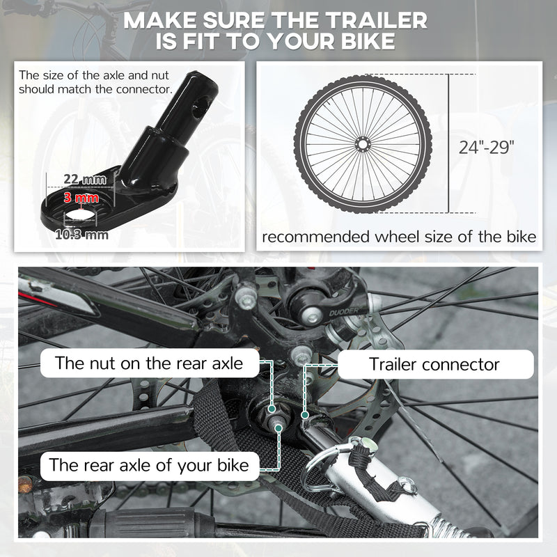 HOMCOM 2 Seat Bike Trailer with 5 Point Harness, for 18+ Months, Blue