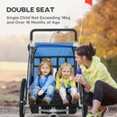 HOMCOM 2 Seat Bike Trailer with 5 Point Harness, for 18+ Months, Blue