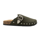 Closed-Toe Slip-On Mules Sandals - Dark Green