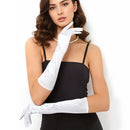 Elegant Mid-length Satin Gloves White