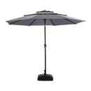 Garden Sanctuary Outdoor 3-Tier Umbrella with HDPE Parasol Base