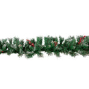 2.7m Green Mixed Needle Christmas Garland with Pine Cones and Red Berries