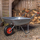 Samuel ALEXANDER 65 Litre 60kg Capacity Galvanised Metal Garden Cart Wheelbarrow - Heavy Duty Garden Wheelbarrows with Pneumatic Tyre