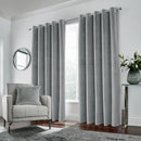 Luxury Enhanced Living Grey Velvet, Supersoft, 100% Blackout, Thermal Pair of Curtains with Eyelet Top