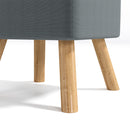 Livingandhome Linen Fabric Padded Wooden Leg Footstool