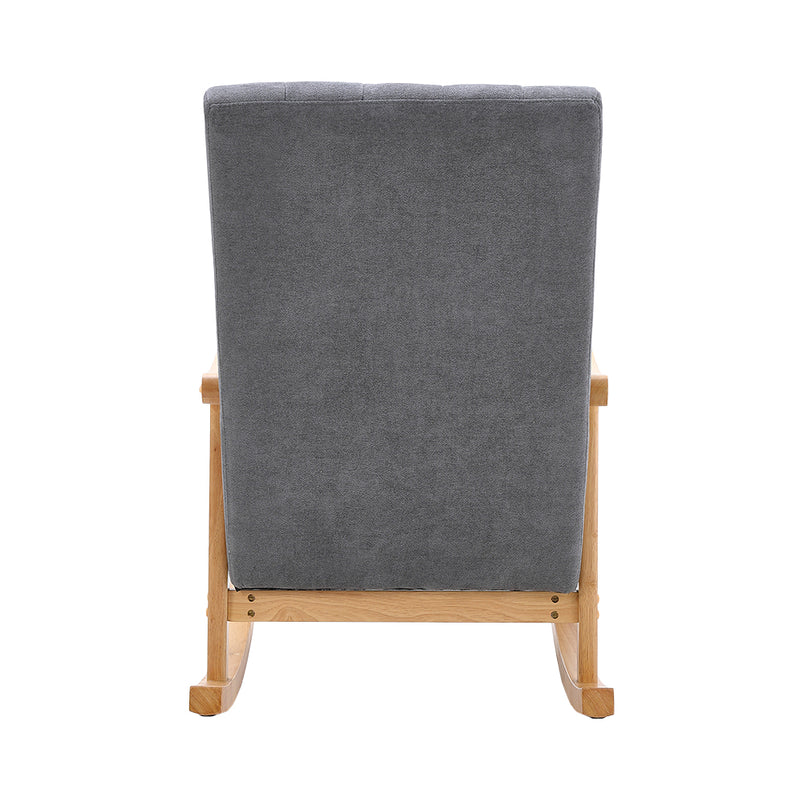 Livingandhome Rubberwood Frame Velvet Rocking Chair