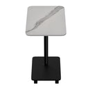 Livingandhome White Marble Mobile C-Shaped Side Table