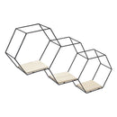 Livingandhome Modern Hexagon Wall Shelf with Iron Frame