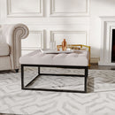 Livingandhome Modern Square Linen Ottoman Stool